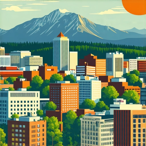 Spokane cityscape with local business imagery and digital marketing elements