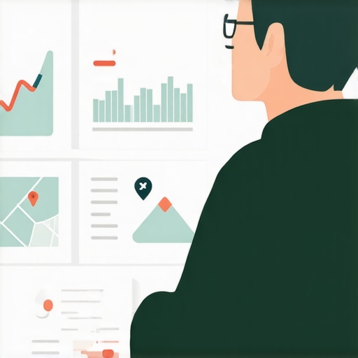 Business owner updating Google My Business profile with maps and analytics.