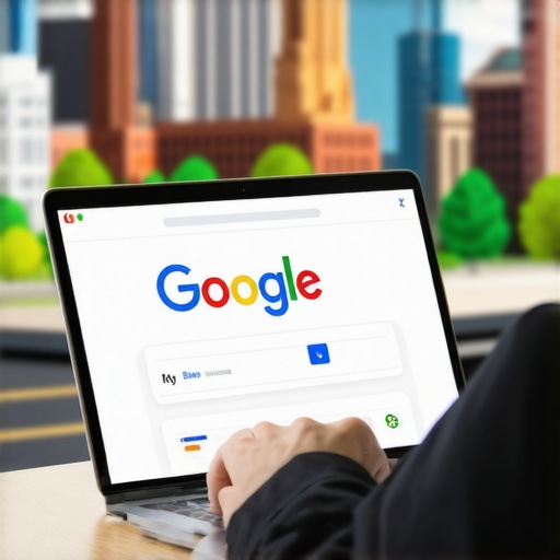 Optimizing Google My Business in Spokane Person updating Spokane business profile on laptop with city landmarks