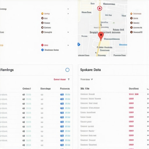 Screenshot showing SEO analytics and Google Maps ranking data in Spokane, Washington.