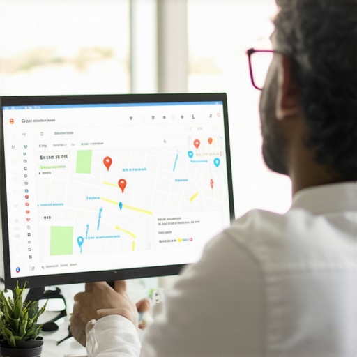 Business owner troubleshooting Google Maps profile visibility using a computer