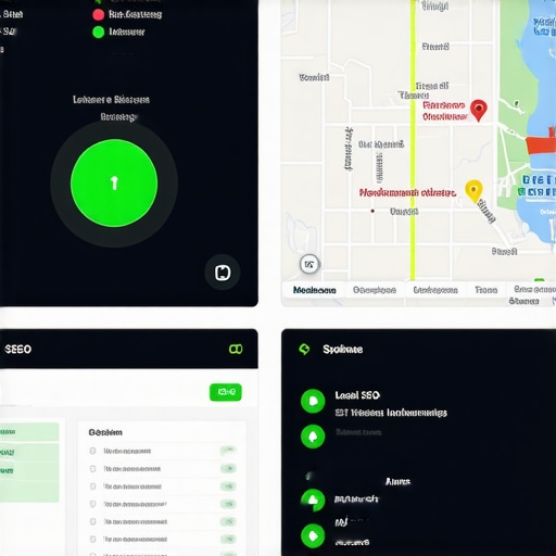 Marketing dashboard displaying local SEO metrics over Spokane area map