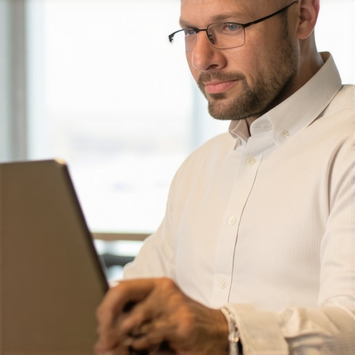 Person reviewing local SEO metrics on a computer with Spokane cityscape in the background