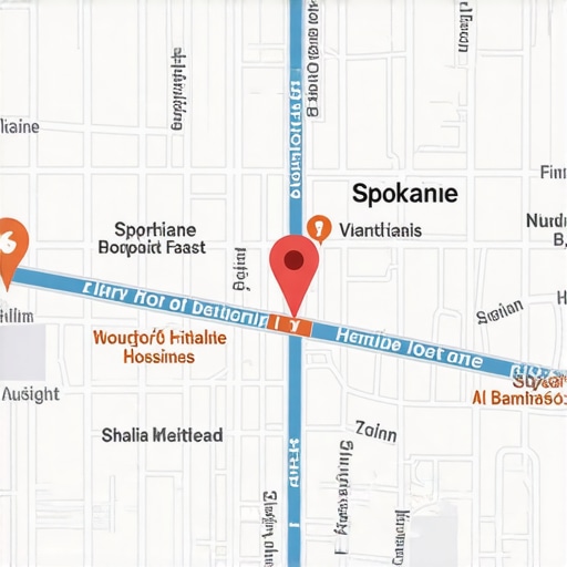 Map of Spokane showing business locations and rankings