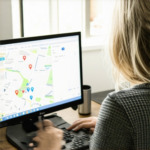 Person analyzing local SEO data on a laptop with Spokane city map on screen