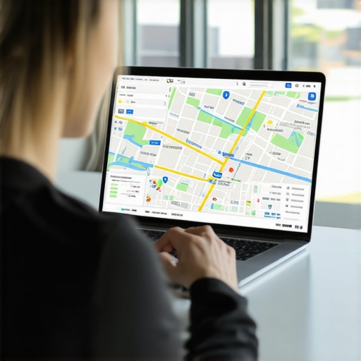 Person analyzing local SEO data for Spokane on a laptop in an office setting