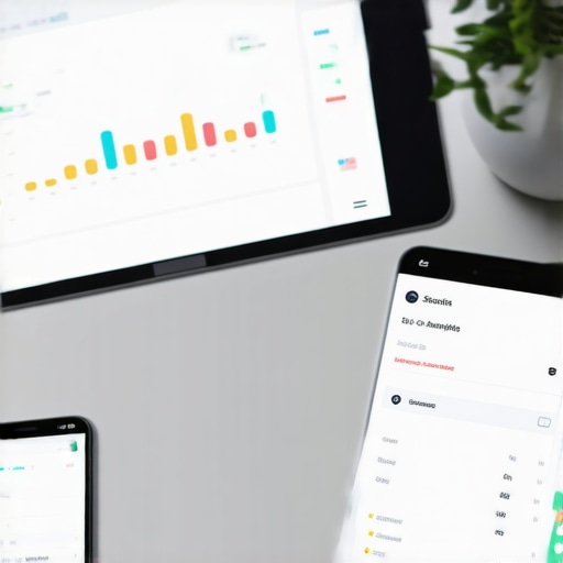 A workspace with a laptop, planner, and phone displaying local SEO analytics and rankings.
