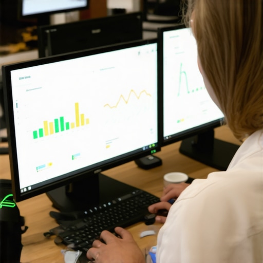 A person analyzing local SEO data on a computer with Spokane-specific dashboards.